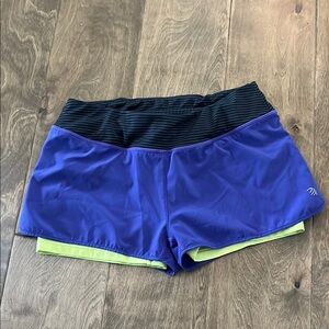 MPG Green and Purple Athletic Shorts for Active Performance